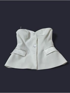 Zara White Strapless Peplum Bustier Top